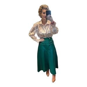 Elegant Green Women's Vegan Leather Skirt - S-L